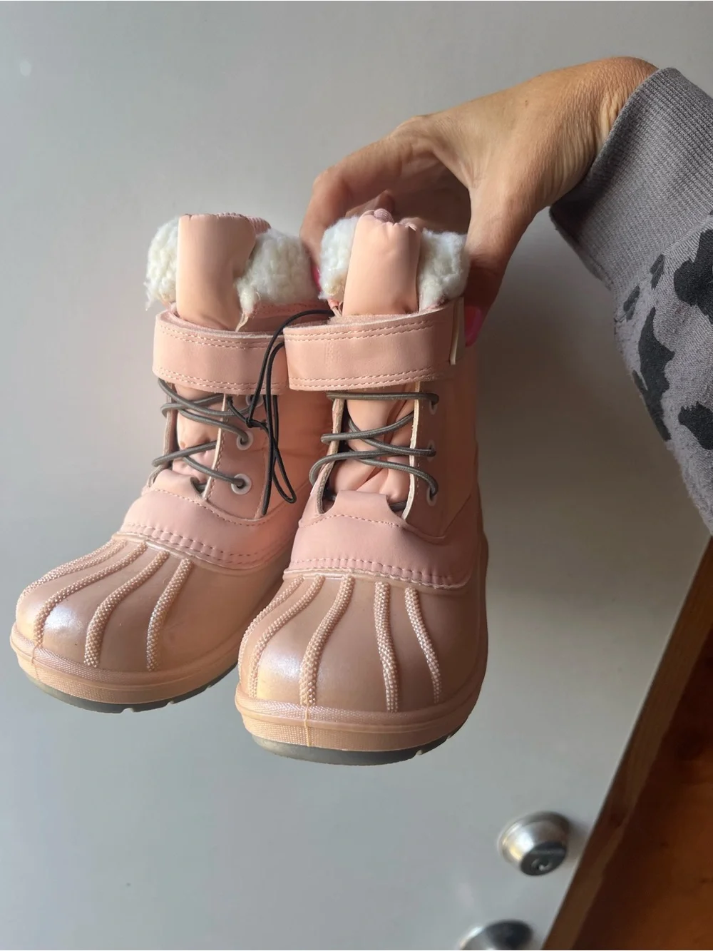 Cat & Jack Pink Kids Rain & Snow Boots with Faux Fur Cuff